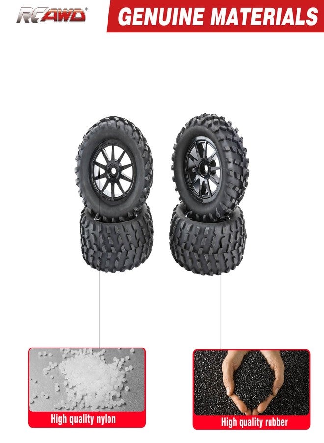 RCAWD 30% Upgrades 12mm Hex Adapter Wheel Tire Set Pre-Glued for 1/16 1/18 Monster Truck Rubber Nylon with Foam Inserts Parts for Hosim 2845 LG-007BL - Image 5